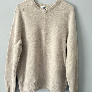 Old Navy Men's Lambswool Beige V-Neck Sweater Large